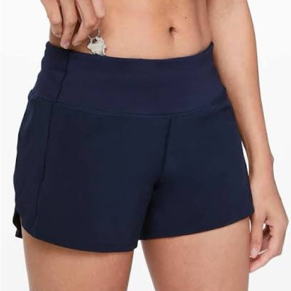 Lululemon Speed Up Mid Rise Lined Shorts 4” in True Navy - Picture 1 of 7